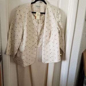 Coldwater Creek Women 24 Beige Embellished Dress Jacket Set Special Occasion